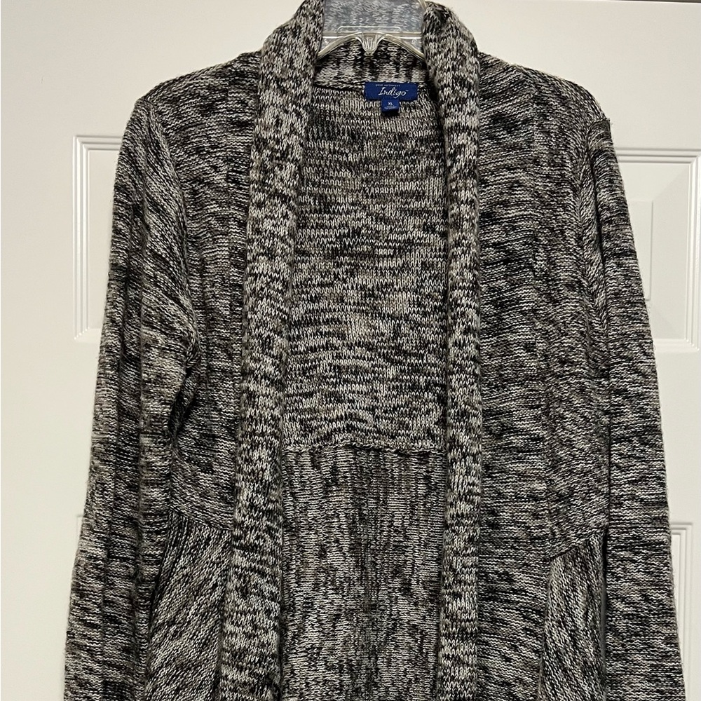 Great Northwest Indigo Wool Blend Brown & Black Open Knit Sweater Size XL